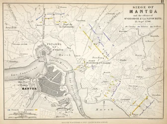 Mapa del sitio de Mantua, publicado por William Blackwood and Sons, Edimburgo y Londres, 1848